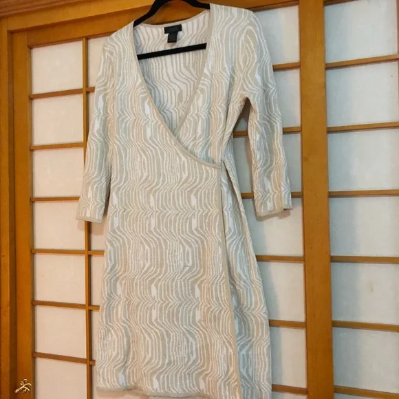 Grace knit cream and gold wrap dress size medium Grace knit cream and gold wrap dress size medium